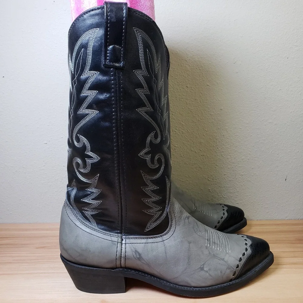 Laredo Men's Size 10.5 Extra Wide Flagstaff Western Boots Black Gray Cowboy